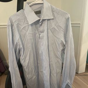Canali shirt 41-16 light blue with navy stripes